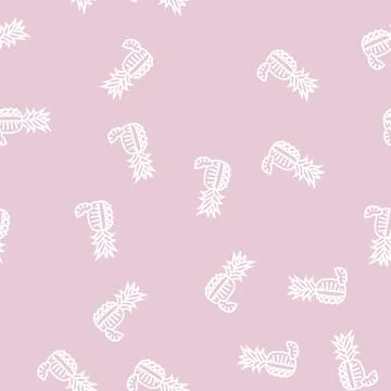 Pineapple one cut slice line seamless pattern Stock Illustration
