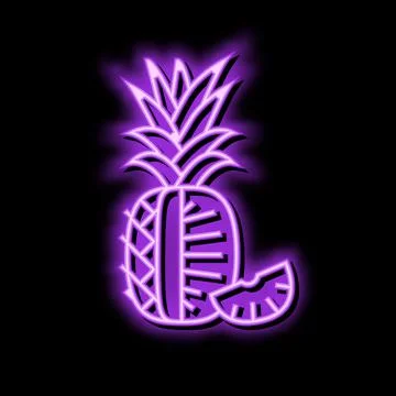 Pineapple one cut slice neon glow icon illustration Stock Illustration