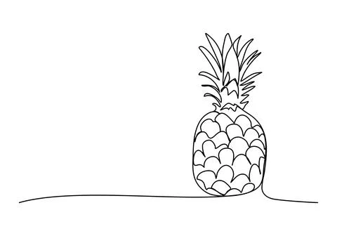Pineapple, one line drawing vector illustration. Stock Illustration