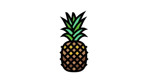 Pineapple one whole color icon animation Stock Footage 225056644