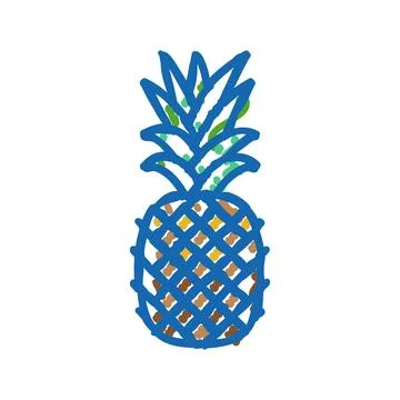 Pineapple one whole icon doodle illustration Stock Illustration