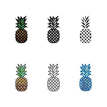 Pineapple one whole simplified color icon vector Stockillustratie