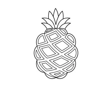 Pineapple outline for coloring book template, pineapple for kids illustrati.. Illustration
