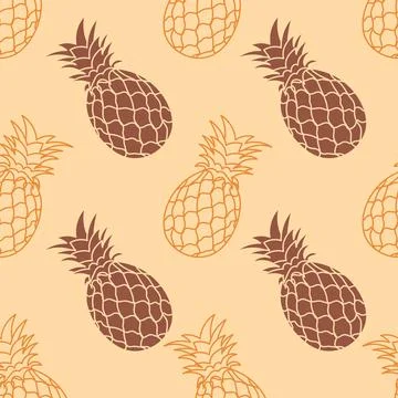Pineapple outline fruit seamless background print. repeat pattern background  Stock Illustration