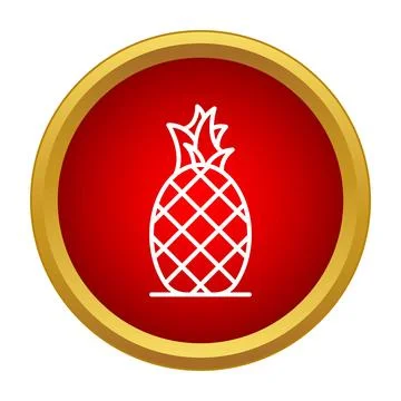Pineapple outline icon in red circle design Stock Illustration
