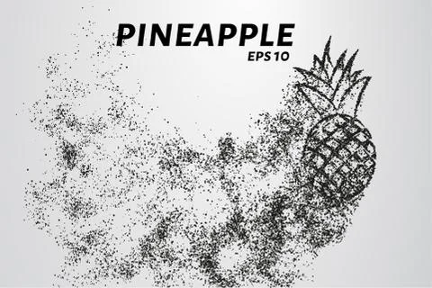 Pineapple of particles. Pineapple consists of small circles and dots. Vector  Stock Illustration