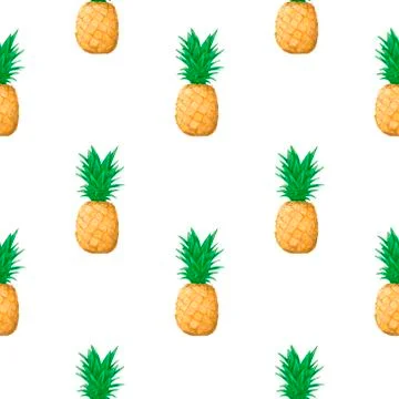 Pineapple pattern background. Watercolor colorful fresh fruit illustration Illustrazione stock