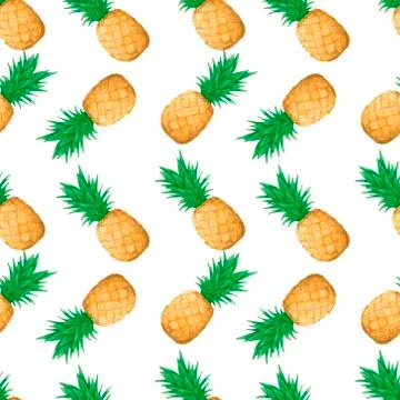 Pineapple pattern background. Watercolor colorful fresh fruit illustration Illustrazione stock
