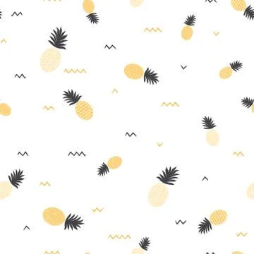 Pineapple pattern for beach design summer yellow seamless background boy girl Illustrazione stock