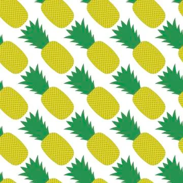 Pineapple Pattern Isolated on White Background Stock Illustration