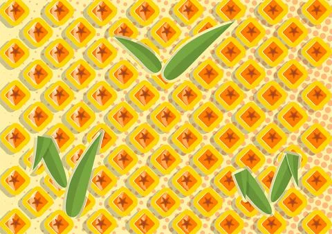 Pineapple pattern paper cut on light yellow background vector design. Illustrazione stock