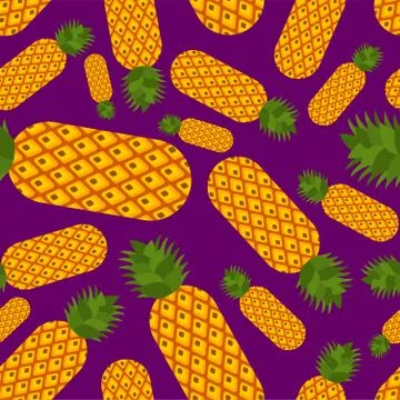 Pineapple pattern seamless. ananas ornament. exotic tropical fruit background イラスト素材