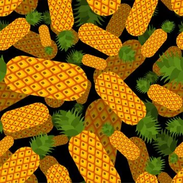 Pineapple pattern seamless. ananas ornament. exotic tropical fruit background Illustrazione stock