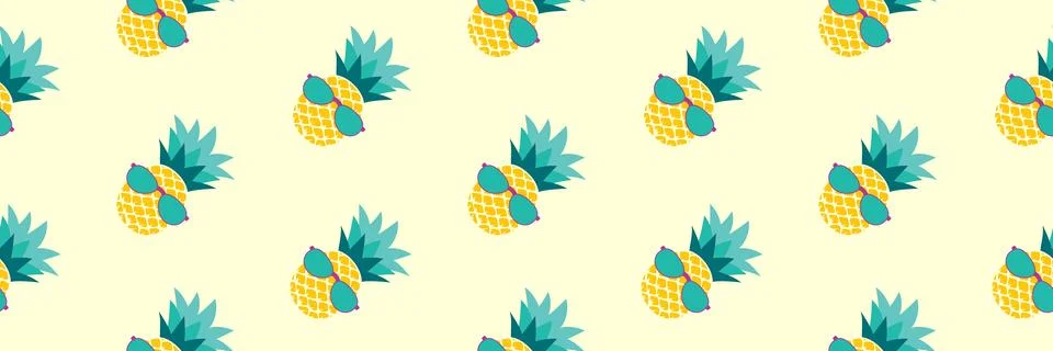 Pineapple pattern seamless summer background. Stock Illustration