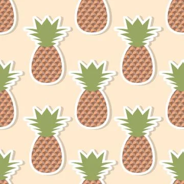 Pineapple pattern. seamless texture with ripe red pineapples Stock Illustration