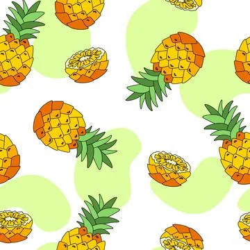 Pineapple Pattern seamless on white background Vector Stock Illustration
