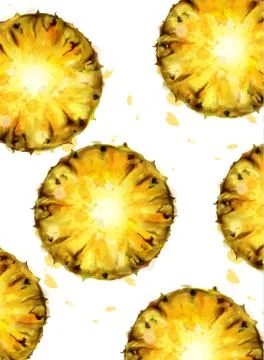 Pineapple pattern Vector watercolor. Summer texture backgrounds Stock Illustration