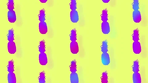 Pineapple pattern in vibrant gradient holographic neon colors. Concept art Stock Footage 167486419
