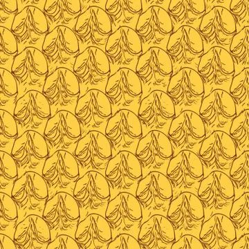 Pineapple peel seamless background. Sketch. Stock Illustration