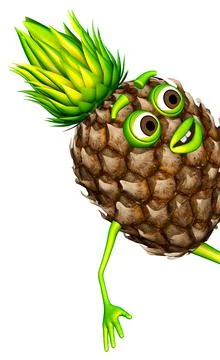 Pineapple Peeps Cartoon 3D Rendering 스톡 일러스트