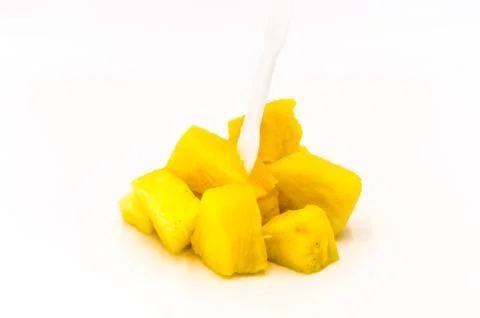 Pineapple pieces isolated Stock Photos