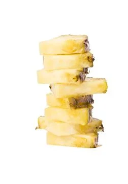 Pineapple pieces in pile Stock Photos