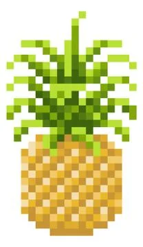 Pineapple Pixel Art 8 Bit Video Game Fruit Icon Stock Illustration
