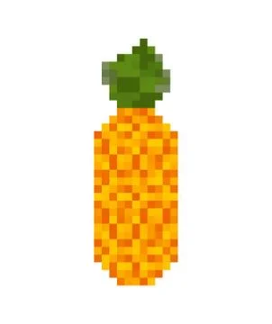 Pineapple pixel art. fruit pixelated. Old game graphics. 8 bit Vector illustr Stock Illustration