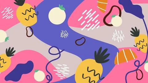 Pineapple pop fruit background Stock Illustration