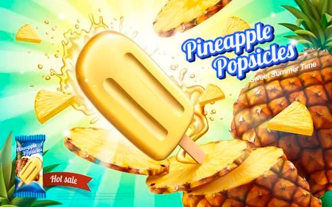 Pineapple popsicles ads Stock Illustration