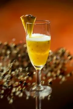 Pineapple with prosecco Stock Photos