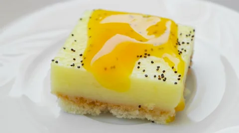 Pineapple pudding with poppy and jam Stock Footage 54338696