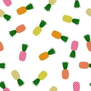 Pineapple Random Patter. Tropical Fruit Texture Stock Illustration