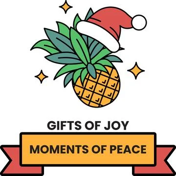 A pineapple with a red hat on top of it 스톡 일러스트