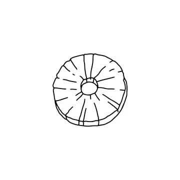 Pineapple ring or slice in hand drawn outline doodle style, vector illustration Stock Illustration