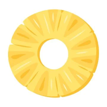 Pineapple ring, slice icon. chopped ananas flat style Vector Stock Illustration