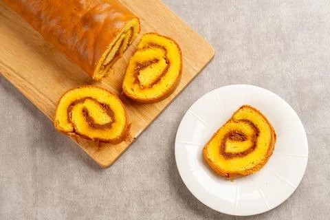 Pineapple roll cake Stock Photos