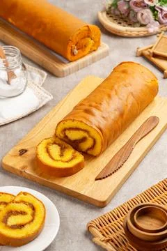 Pineapple roll cake Stock Photos