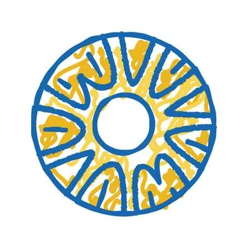 Pineapple round slices icon doodle illustration Stock Illustration