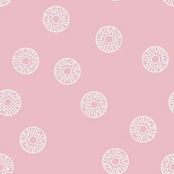 Pineapple round slices line seamless pattern Stock Illustration