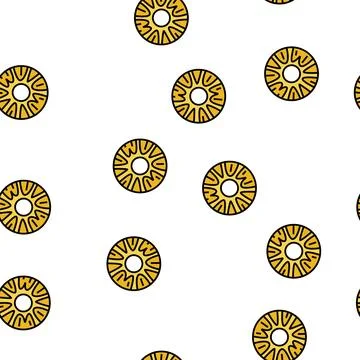 Pineapple round slices vector seamless pattern Stock Illustration