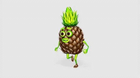 Pineapple Runs Loop on Alpha Channel Stock Footage 150732000