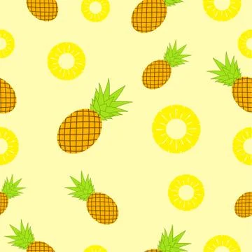 Pineapple Seamless Pattern Background Stock Illustration