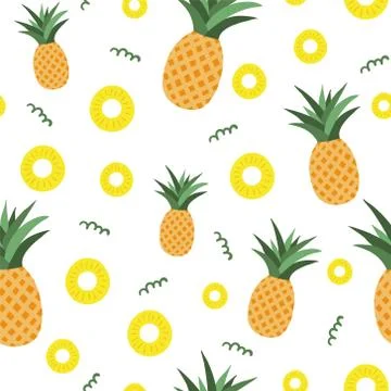 Pineapple. Seamless pattern background. Pineapples texture vector. Tropical f Stock Illustration