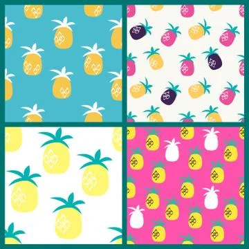Pineapple seamless pattern background. Vector Illustration EPS10 Stock Illustration