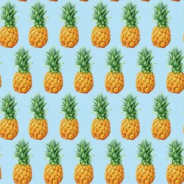 Pineapple seamless pattern with fruits. Summer design for cover, fabric, decor Stock Illustration