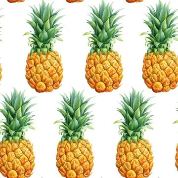 Pineapple seamless pattern with fruits. Summer design for cover, fabric, decor Stock Illustration