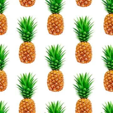 Pineapple seamless pattern isolated on white background Foto stock
