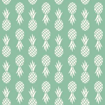 Pineapple seamless pattern, mint green white color vector illustration Stock Illustration