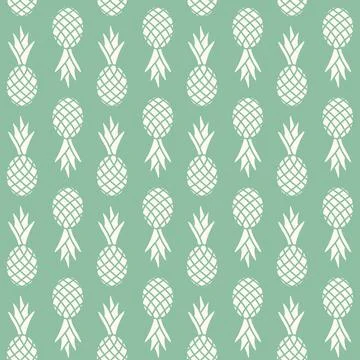 Pineapple seamless pattern, mint green white color illustration Stock Illustration